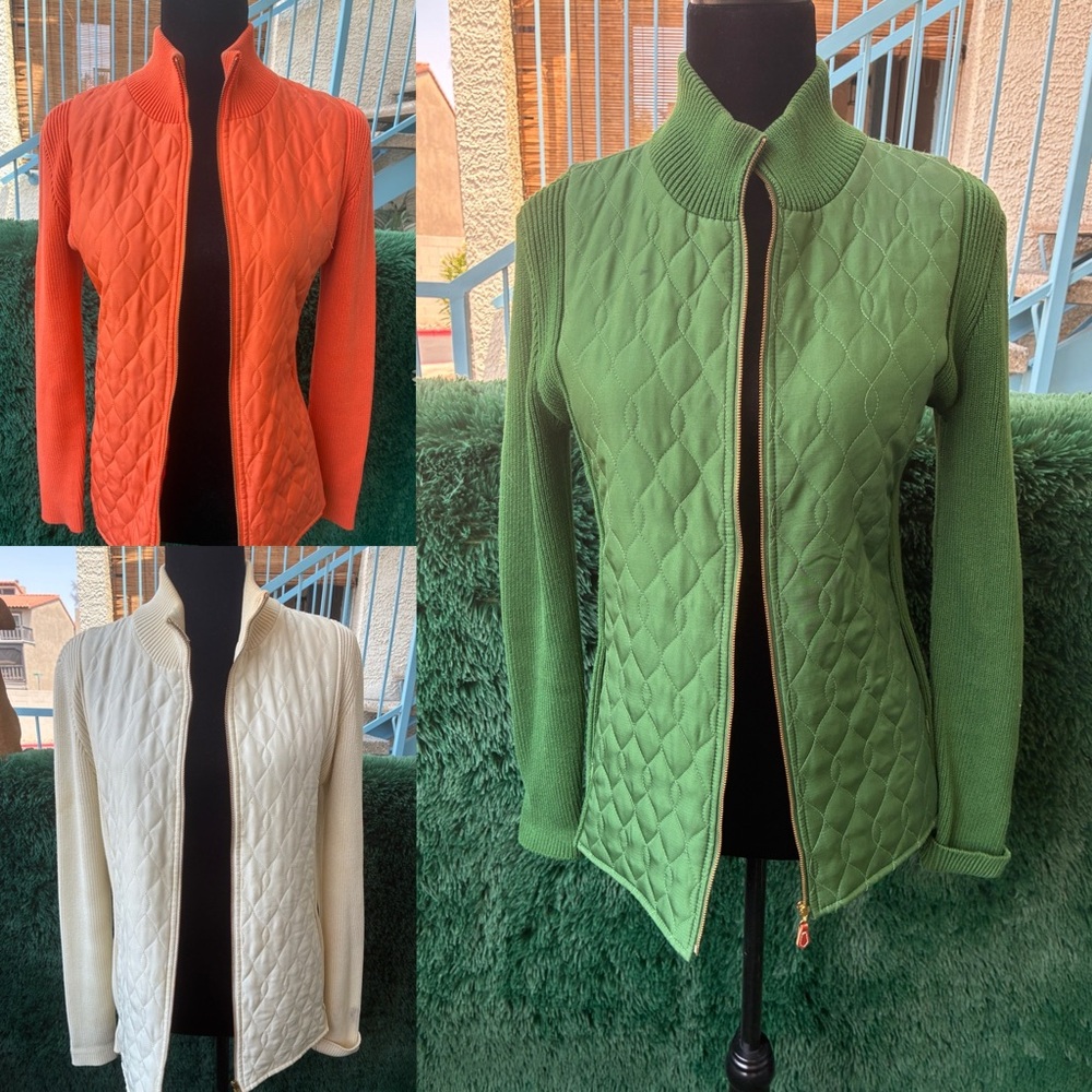 Lot of 3 J McLaughlin Medium Quilted Sweater Jackets
